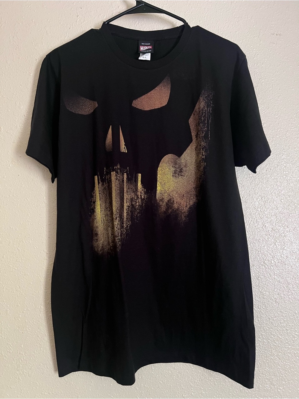 Vintage Y2K Marvel Punisher Mad Engine Black Graphic Skull Print T‑Shirt - Men
